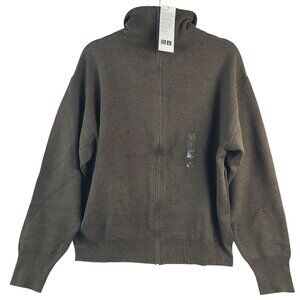 NWT Uniqlo U Olive Double Face Knit Zip-Up Jacket High Neck Large